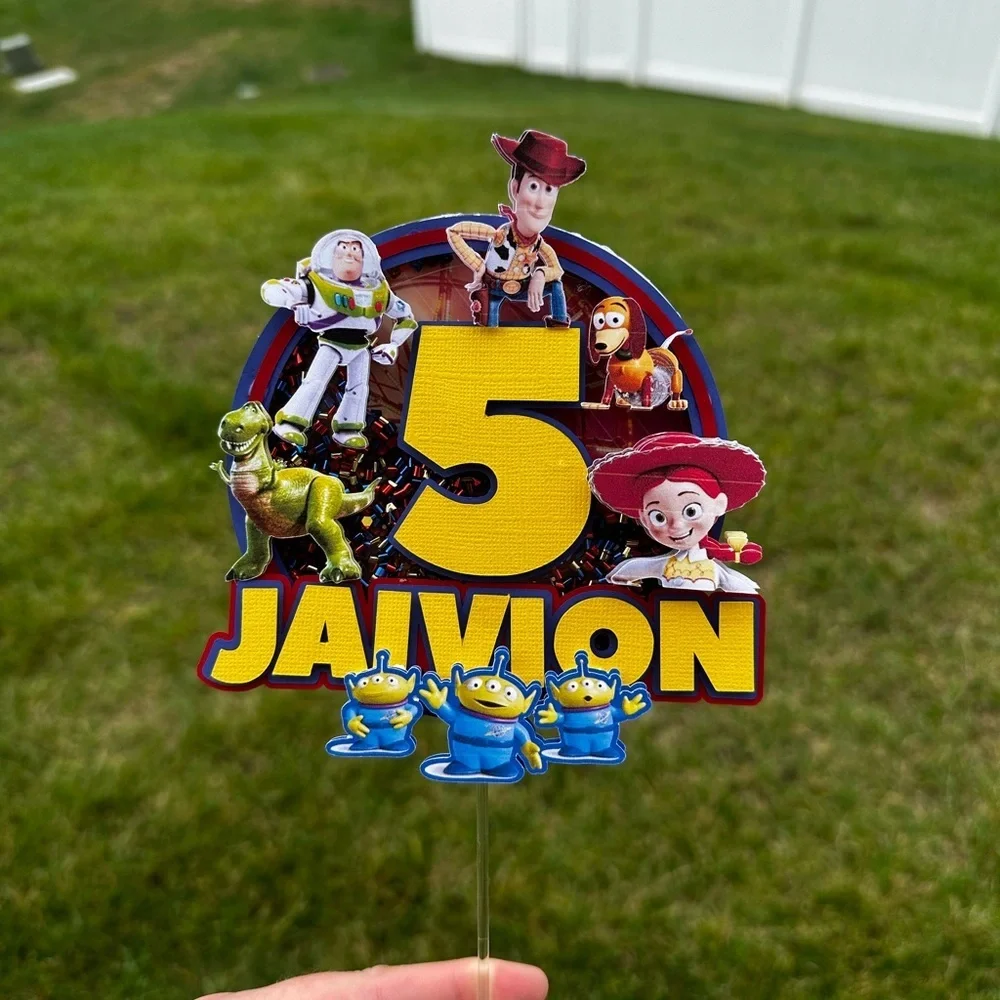 Handmade 3D Toy Story Cake Topper – Custom Name & Age –‎ Shaker + Light-Up